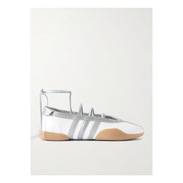 태권도 메이 발레 메탈릭 가죽 트리밍 가죽 스니커즈 실버 46376663162926278