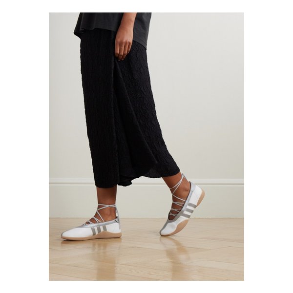 태권도 메이 발레 메탈릭 가죽 트리밍 가죽 스니커즈 실버 46376663162926278