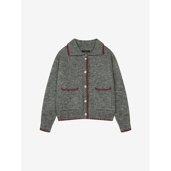 컬러 배색 포켓 니트 가디건 (VLCCY2954)