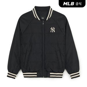 MLB [코리아공식] 바시티 립 경량 숏패딩 NY (Black)