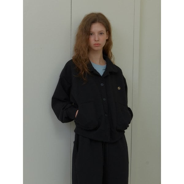 ANC BUTTON COLLAR SWEAT CARDIGAN_BLACK