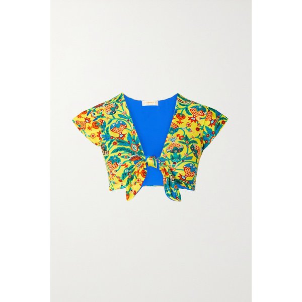 라더블제이 바르도 타이 디테일 프린트 비키니 탑 17411127376851407