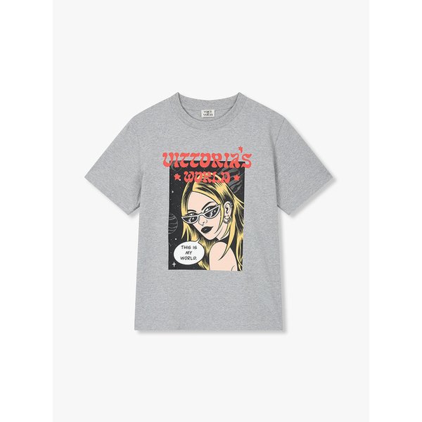 [리오더, STELLAR LEUNA] 그래픽 코튼 티셔츠_멜란지 그레이 71162402C3