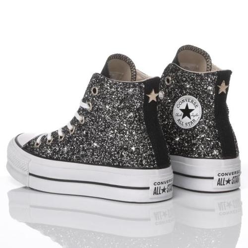 컨버스 스니커즈 188 CONVERSE PLATFORM GLITTER BLACK White