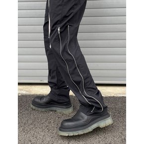 WIDE NYLON SIDE ZIPPER PANTS (BLACK)