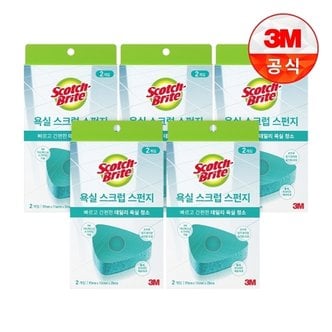 3M 무세제 욕실청소용 스크럽 스펀지패드(2입) 5개