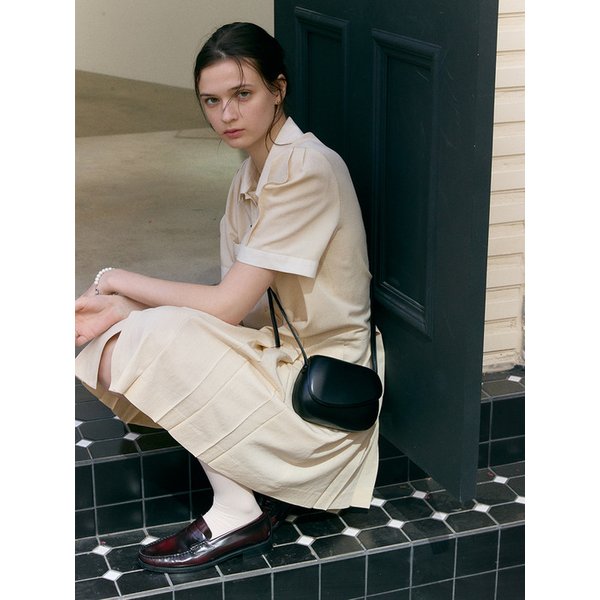 COLLAR COMBI MIDI DRESS (butter beige)