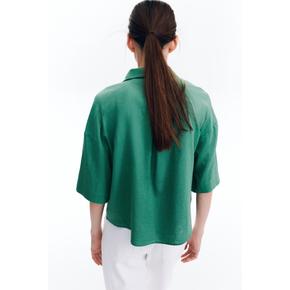 리넨 블렌드 셔츠 그린 1256936005