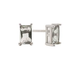 [925 Silver]Square Cubic Stud Earrings_Gray