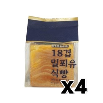  한겹씩 뜯어지는 18겹 밀푀유식빵 베이커리빵 80g x 4개