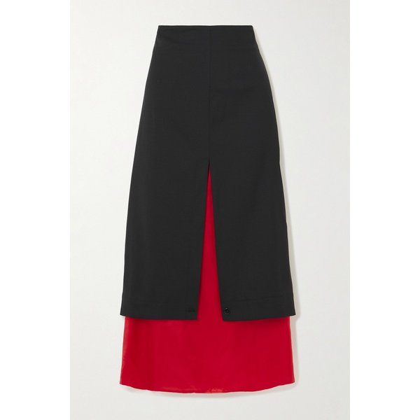 로헤 레이어드 울 시폰 미디 스커트 46376663162975752