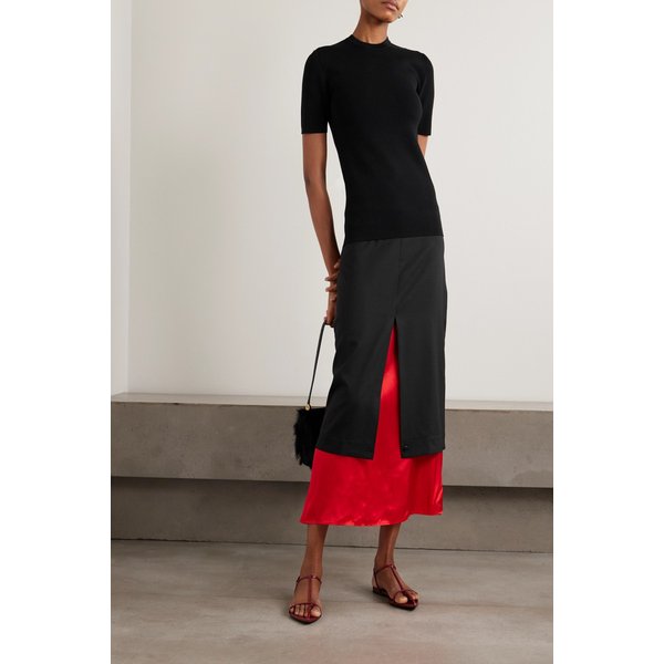 로헤 레이어드 울 시폰 미디 스커트 46376663162975752