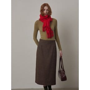 Wool-blend Midi Basic Slit Skirt