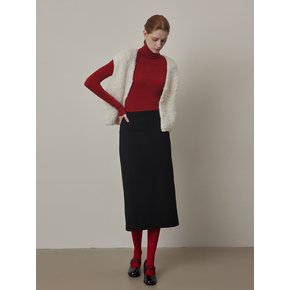 Wool-blend Midi Basic Slit Skirt