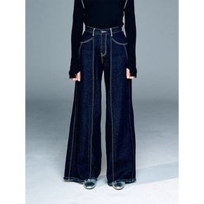 OVERLOCK PLEATS WIDE DENIM