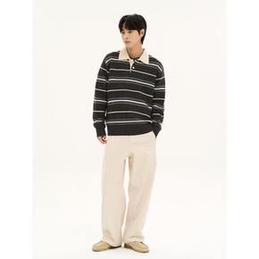 캐주얼 스트라이프 칼라넥 니트  브라운 456951MMCD