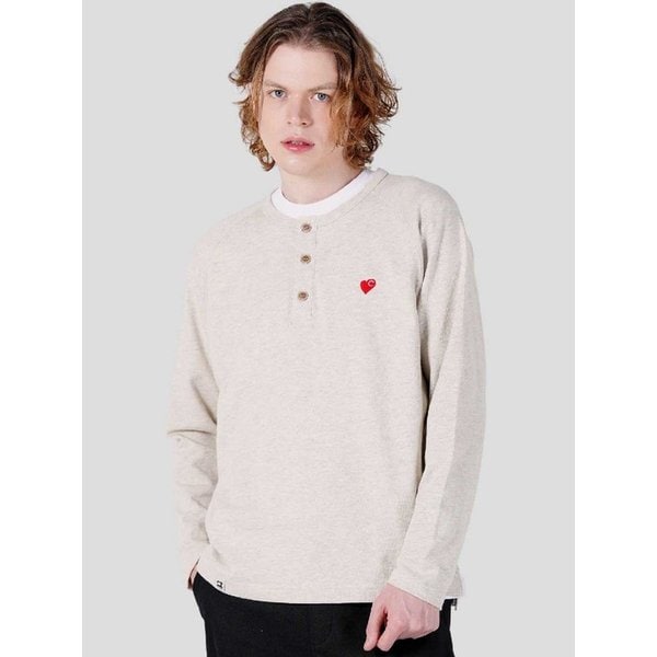 남자 뉴하트자수 헨리넥 라그랑 긴팔 티셔츠 CXS25FKRT921 BEI