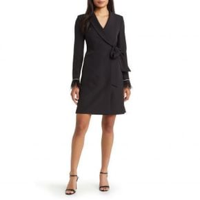 4609056 Tahari ASL Feather Cuff Long Sleeve Wrap Blazer Dress