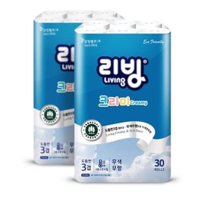 리빙 크리미 3겹 화장지 25m 30롤 2팩