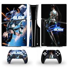  스텔라 블레이드 PS5 슬림 디스크 스킨 스티커 데칼 커버 콘솔 및 컨트롤러 2 개 새로운 PS5 슬림 디스크