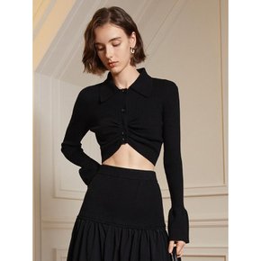 YY_Open-waisted black knit top