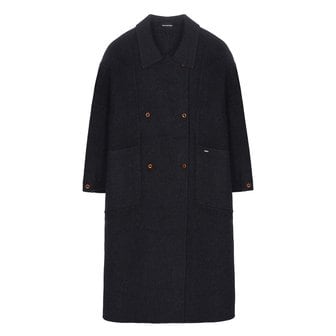 얀13 LINE DOUBLE LONG COAT_CHARCOAL