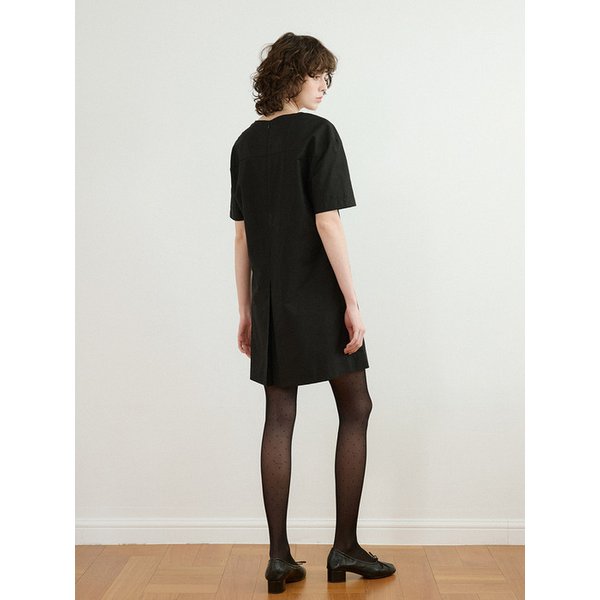 A3568 절개 미니 원피스_Black