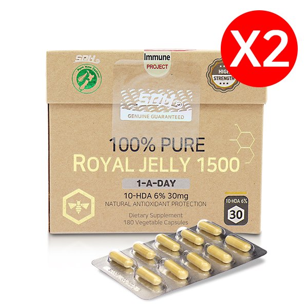 100% 퓨어 로얄젤리 1,500mg (10HDA 6% - 30mg 최고급) X2