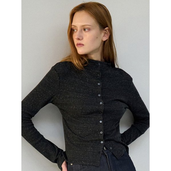 버튼업 펀칭 하프넥 가디건 탑 차콜 OU1861