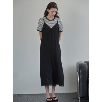 비뮤즈맨션 Sheer patch layered dress - Black