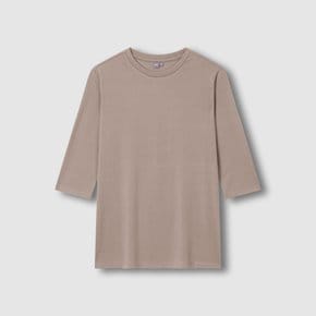 여 소프트 5부 티셔츠 (DARK BEIGE/ZET BLACK)
