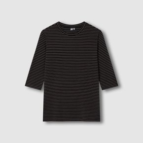 여 소프트 5부 티셔츠 (DARK BEIGE/ZET BLACK)