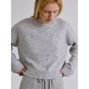 Baby alpaca rib line drop knit_LIGHT GREY