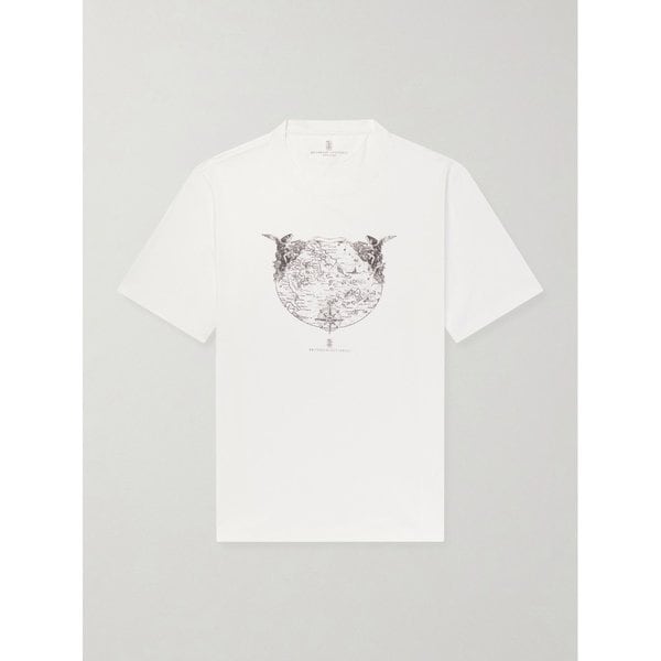 브루넬로쿠치넬리 로고 프린트 코튼 저지 티셔츠 46376663163018849