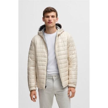 BOSS [WI24] 다운 필링 울 블렌드 집업 자켓 내추럴(50523769104)