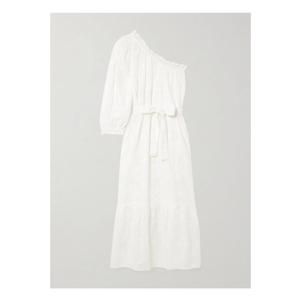 멜리사 오다바시 어텀 원숄더 브로드리 앙글레즈 코튼 미디 드레스 화이트 46376663162895123