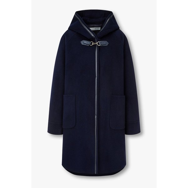 울 블렌드 버클 디테일 후드 코트 7225416701147