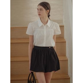 Balloon shirring mini skirt_Black