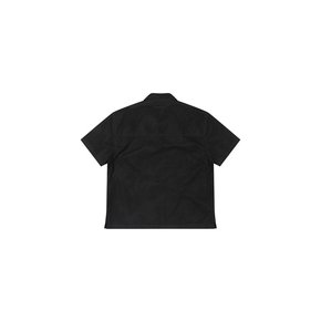 Mesh overlay drawstring shirt (Black)