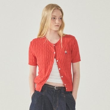 후아유 Steve Round neck Short Sleeve Cardigan WHCKF2401F
