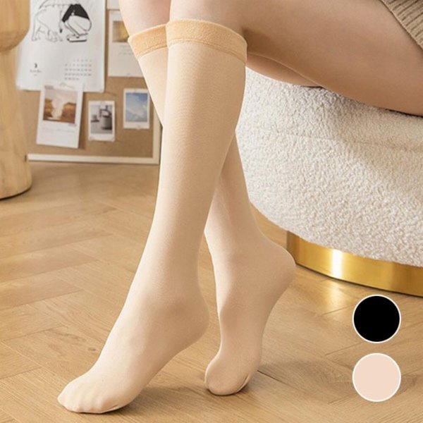 [옷자락] 여성 퍼 보온 기모 스판 안감 니삭스 양말
