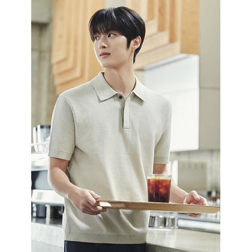 폴햄 남성) 카라넥 투톤 반팔 니트(PHF2ET1050)