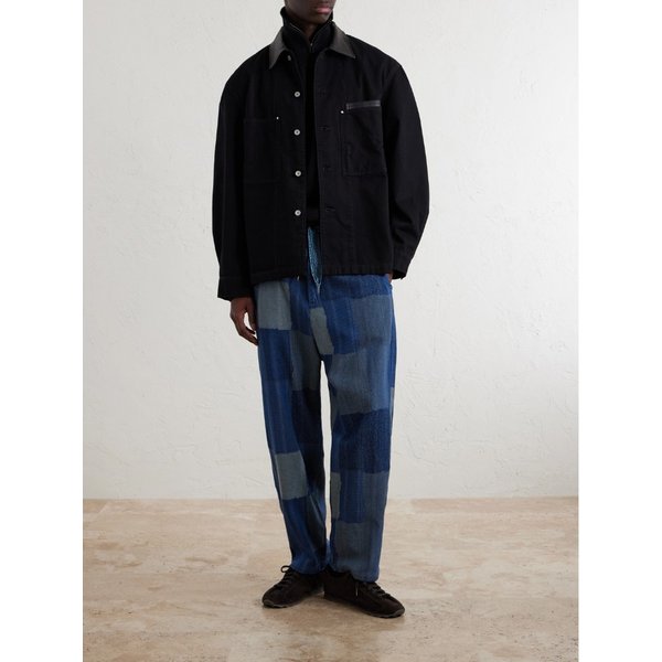 투기하기 스트레이트 레그 패치워크 코튼 드로우스트링 팬츠 46376663163042638