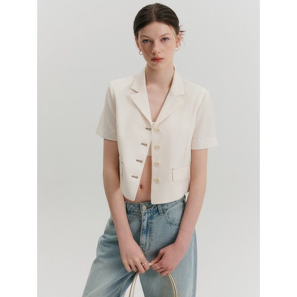 레일라니 싱글 크롭 자켓_아이보리 / LEILANI SINGLE CROP JACKET_IVORY
