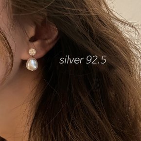 SILVER 92.5  모에 큐빅 진주 귀걸이_P321294137