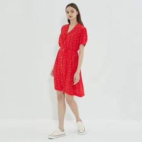 Heart Collar Shirt Dress Red