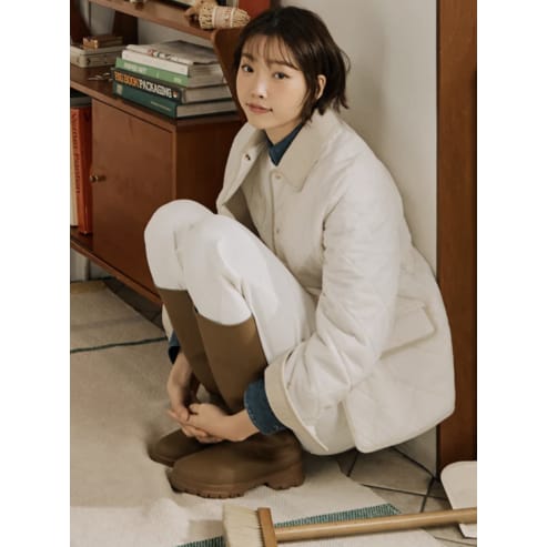 빈폴레이디스 나일론 다이아 퀼팅 패딩 점퍼 - 아이보리 BF5138C030