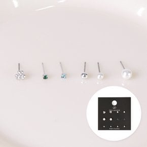 데일리큐빅진주(플라워) 12SET 알러지방지 레이어드 심플 귀걸이