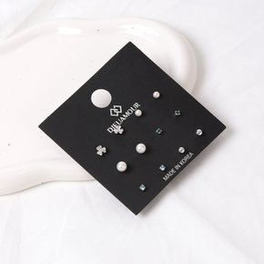 데일리큐빅진주(플라워) 12SET 알러지방지 레이어드 심플 귀걸이