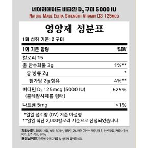 Nature Made 네이처스 메이드 구미 비타민 D3 5000 IU 260구미 2병